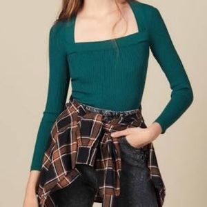New Sandro green square neck sweater, sz 3